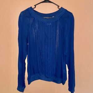 One Fine Day Women's Blue Ruffle Long Sleeve Blouse T-Shirt Size XS